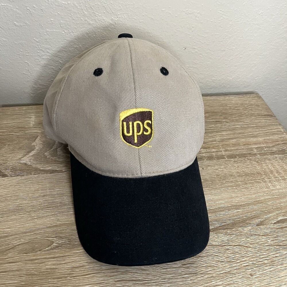 Vintage UPS Hat Cap SnapBack Tan Black Embroidered Logo Men’s Headmost One Size